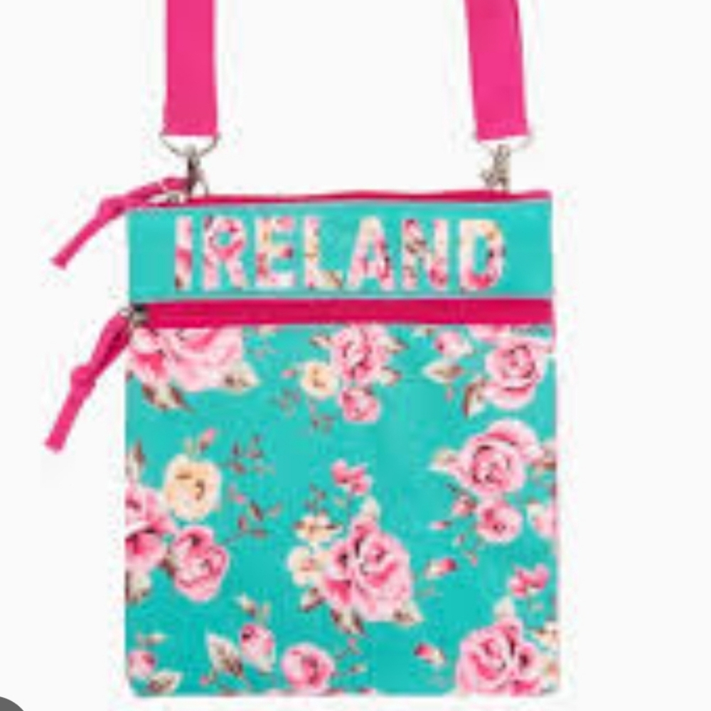 Robin Ruth Ireland Floral Passport Bag - Pink and Teal